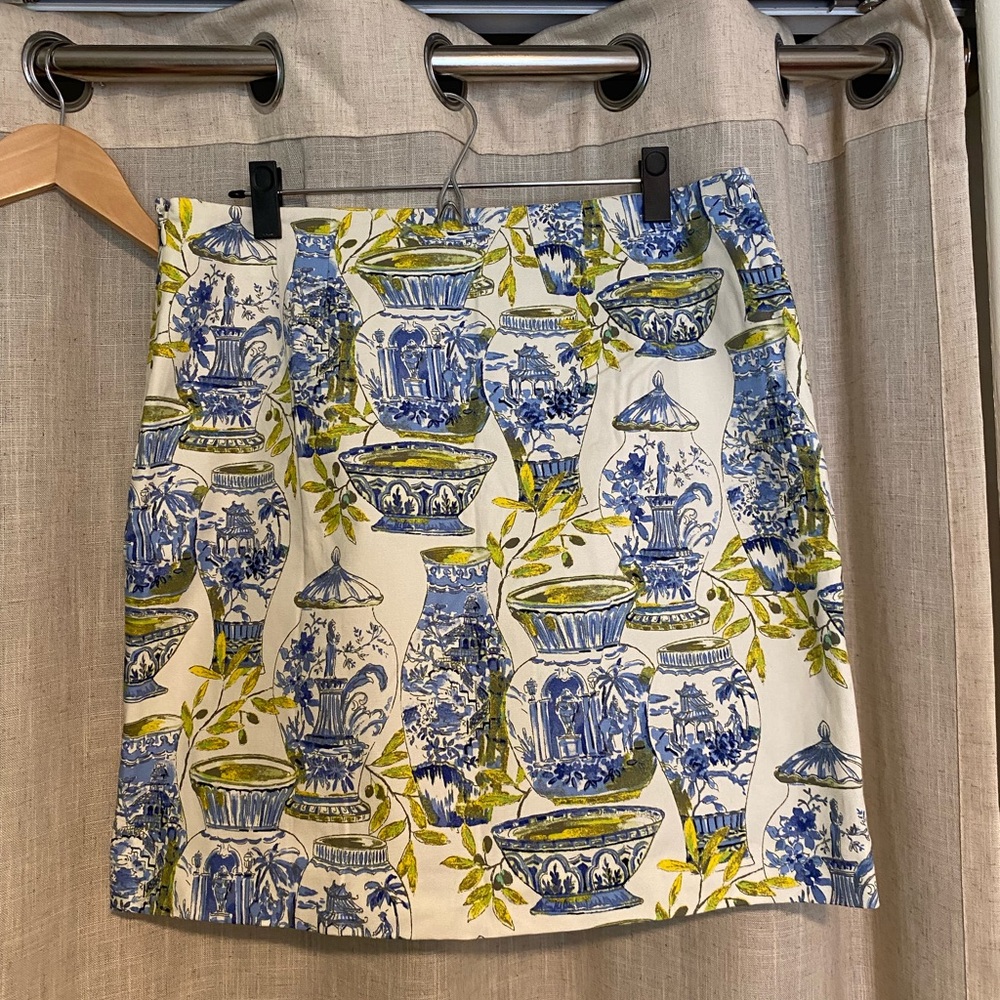 Talbots Blue and Yellow Pencil Mini Skirt Resort Wear